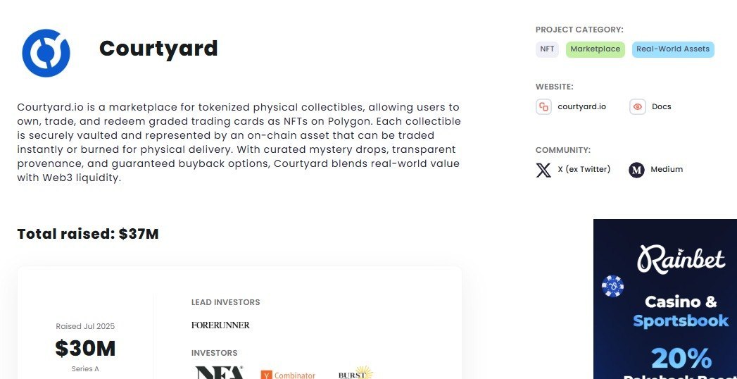 Courtyard.io Pack Airdrop: Quay Thưởng Hàng Ngày Nhận Point Đổi Pack Collectibles (Raised $30M)